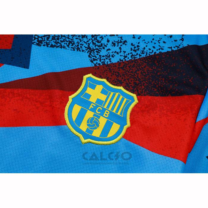Tuta da Track FC Barcellona Manica Corta 2025-2026 Blu Rosso - Pantaloncini